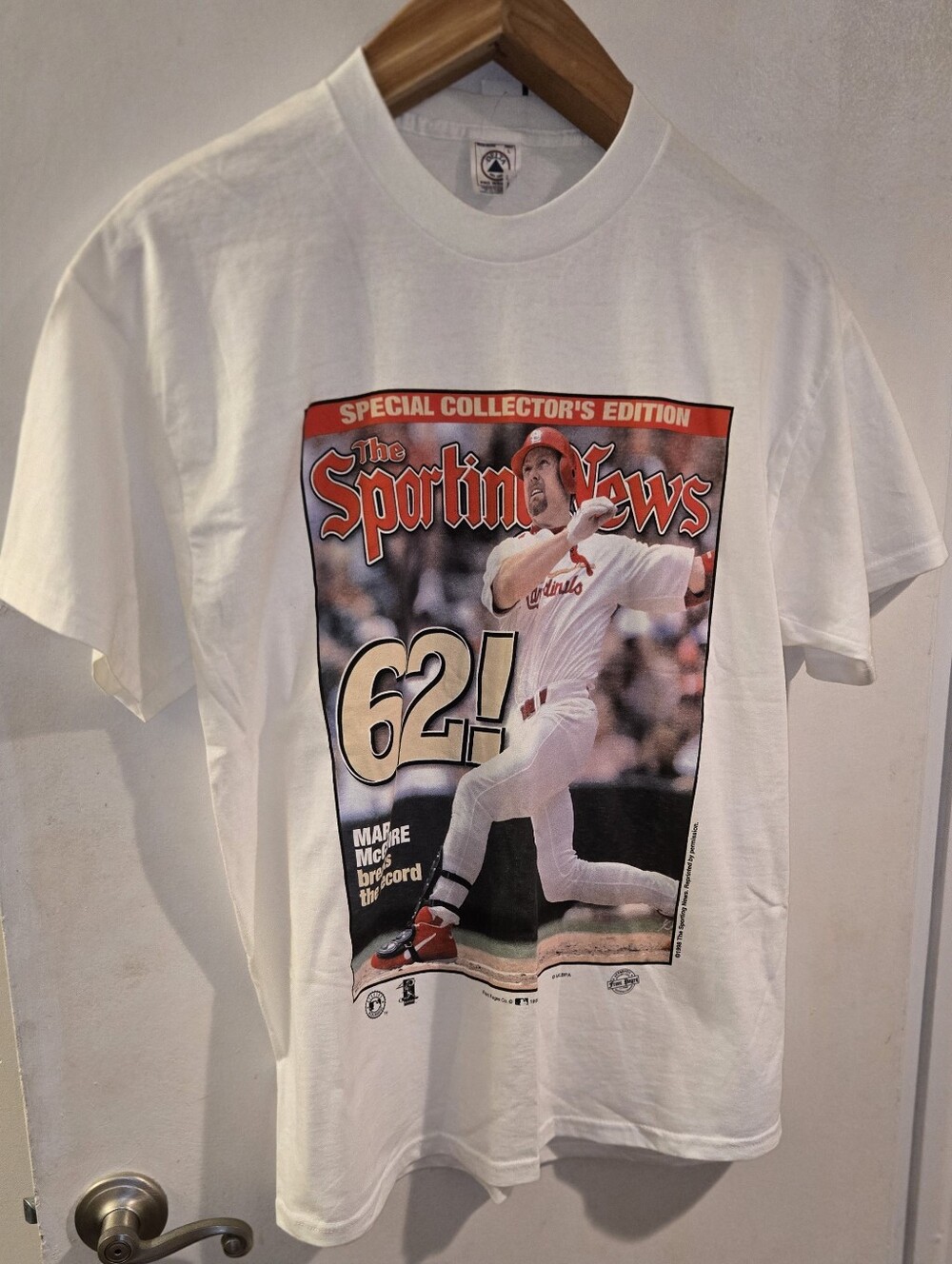 Vintage 1998 Mark McGwire 62 Home Run Shirt L St Louis Cardinals Sporting News